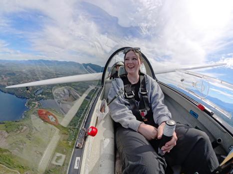 Young Woman Flying a Glider